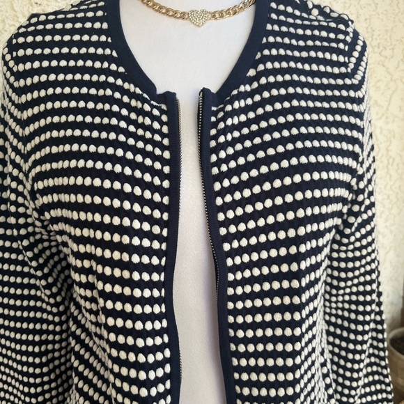 Ann Taylor Navy and White Dot Sweater size L - Picture 6 of 6
